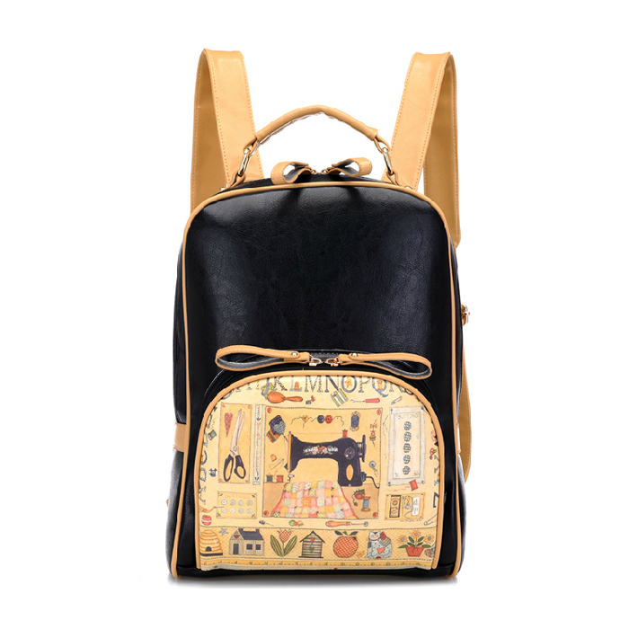 In 7 Color 2015 New Casual Leather Printing Student Women Backpacks Vintage Brand Female School Outdoor