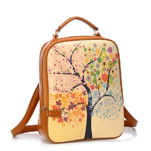 In 4 Color 2015 New Casual Leather Student Printing Women Backpacks Brand Female School Outdoor Fun