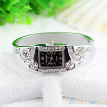 2014 New Hot Fashion Women Bracelet Bangle Wave Rhinestone Crystal Wrist Watches 05AT