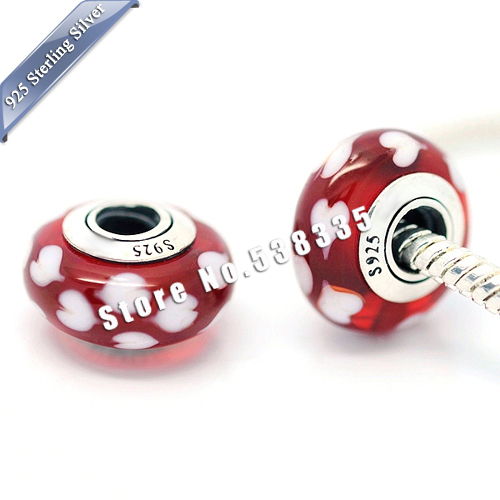 2pcs S925 Sterling Silver High quality Murano Glass Beads Europe Charm Beads Fits DIY Jewelry pandora