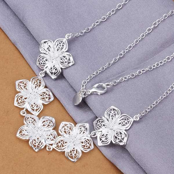 wholesale 2014 New Fashion 925 Sterling Silver Chain Snow Flower Necklaces Pendants For Women Men jewelry