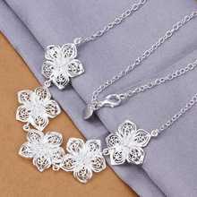 wholesale 2014 New Fashion 925 Sterling Silver  Chain five snow flower Necklaces  Pendants For Women Men jewelry SMTN336