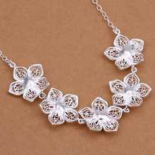 wholesale 2014 New Fashion 925 Sterling Silver Chain Snow Flower Necklaces Pendants For Women Men jewelry