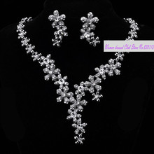 Free shipping new Wedding decoration bride chain sets marriage accessories 2 piece set jewelry silver necklace