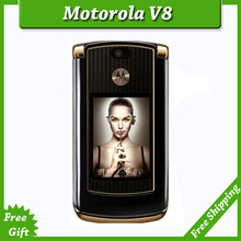 luxury version motorola V8 original unlocked GSM mobile phone with english keyboard russia keyboard simple set