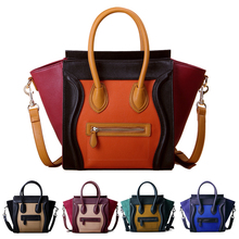women retro zipper spell color nubuck smiley bag hand bag women bag