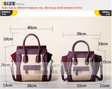 Contrast color brand satchel Women retro zipper spell color Nubuck smiley bag Trapeze handbags women bag