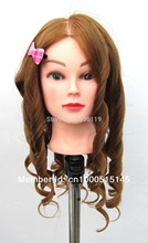 free shiping real hair training heads mannequin head /mixture 27# hair head / curls heads curls and straight heads with clamp