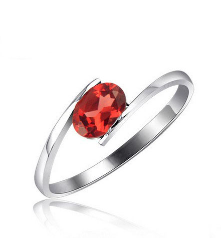 Red color natural garnet stone ring 925 sterling silver rings Simple and stylish for women wedding