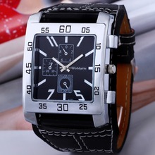 New Free Shipping Stylish Accurate 4Colors for Choose Leatheroid Band Quartz Rectangle Shape Unisex Casual Wrist Watch New
