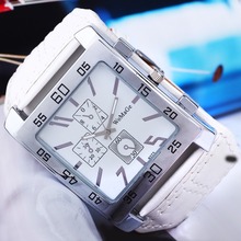 New Free Shipping Stylish Accurate 4Colors for Choose Leatheroid Band Quartz Rectangle Shape Unisex Casual Wrist