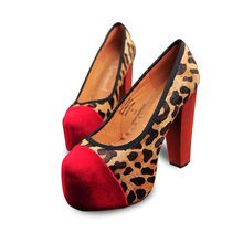 New Arrival Autumn Leopard print Thick High Heels Women Pumps Round Closed Toe Heeled Women Shoes