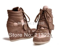 Free Shipping wedge heel increased women’s sneaker lace up