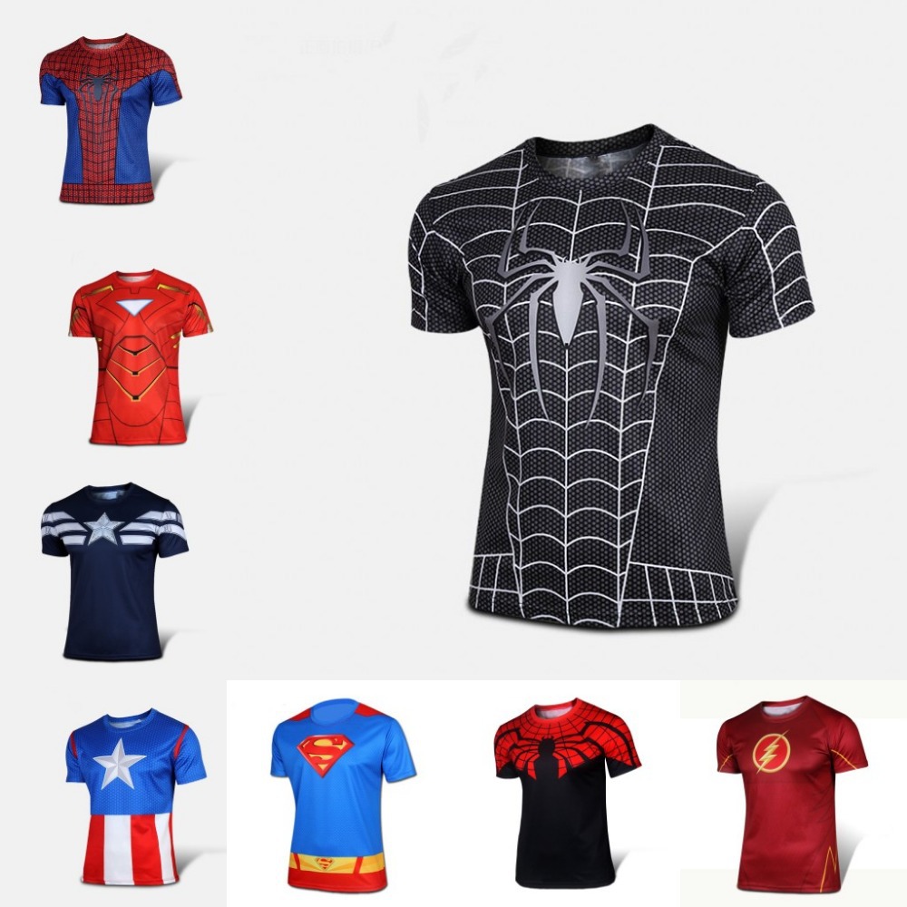 Free shipping 2015 t shirt Superman Batman spider man captain America Hulk Iron Man t shirt