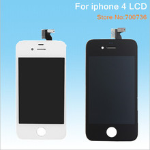 10pcs/lot display for iphone 4 mobile phone i4 LCD assembly digitizer touch screen lcds with frame free shipping