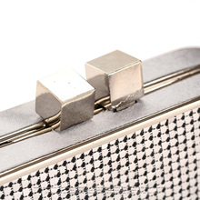 New Sparkling Purses Aluminum Sheet Ladies Hard Iron Box Clutches Evening Banquet Bag Chain Handbag Gold