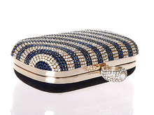 New Wedding Clutches Diamond Stripe Bag Single Side Rhinestone Finger Ring Evening Clutch Purse With Shoulder