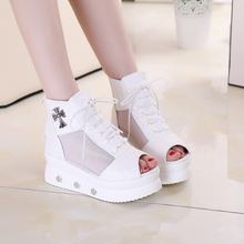 Women’s sandals 2014 gauze women’s shoes network shoes platform sandals female wedges platform open toe shoe