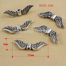 Free shipping 63 Antique Silver Tone Angel Wing Charm Spacers Beads Jewelry Findings