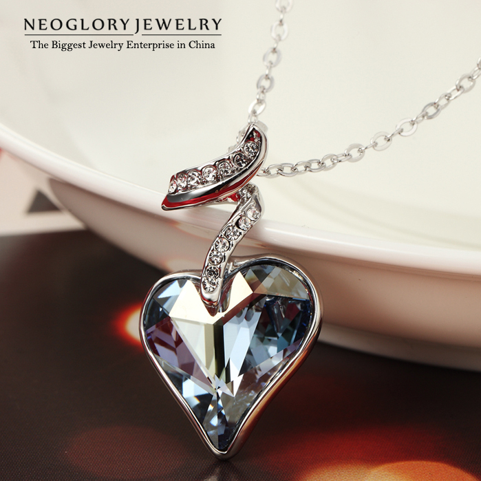 Neoglory Austria Crystal Rhinestone Heart Love Necklaces Pendants For Women New 2015 Romantic Jewelry Accessories JS4