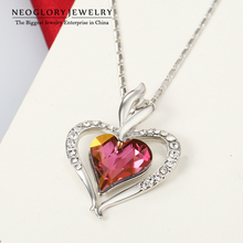 Neoglory MADE WITH SWAROVSKI ELEMENTS Crystal Rhinestone Platinum Plated Heart Love Pendant Necklace For Women New 2014 Arrival