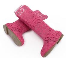 Women Spring And Summer Fashion Boots Breathable Hole Female Boots High Leg Hole Shoes Knitted Boots