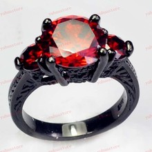 Ruby Black Gold Filled Ring Lady’s 10KT Finger Rings For Women Female Jewelry Size 6/7/8/9/10 Free Shipping