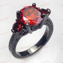 Ruby Black Gold Filled Ring Lady s 10KT Finger Rings For Women Female Jewelry Size 6