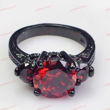 Ruby Black Gold Filled Ring Lady s 10KT Finger Rings For Women Female Jewelry Size 6
