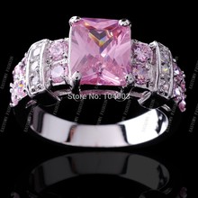 Pink Sapphire White Gold Filled Ring Women s 10KT Finger Rings Lady Fashion Jewelry 2014 High