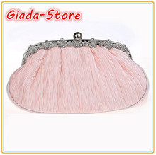 New Women s Handbags Fashion Diamond Silk Folds Clutch Wedding Party Bridal Evening Bag Chain Shoulder