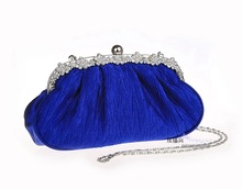 New Women s Handbags Fashion Diamond Silk Folds Clutch Wedding Party Bridal Evening Bag Chain Shoulder