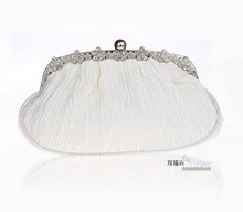 New Women s Handbags Fashion Diamond Silk Folds Clutch Wedding Party Bridal Evening Bag Chain Shoulder