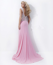 Pink Bling Bling Shiny Sweetheart Beaded Mermaid Sexy Long Court Train Evening Gown Dresses Low Back