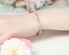 Real Solid 925 Sterling Silver Fashion Romantic Women s AAA Grade Cubic Zirconia Chain Link Bracelet
