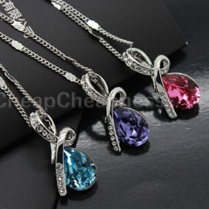 New 2014 Brand Water Drop Shaped Pendant Necklaces Women Designer Link Chain Women Necklaces Women Fashion