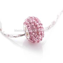 Wholesale 925 Sterling Silver pendants for women Charms Cute pink Crystal beads fit pandora DIY bracelets & Necklaces