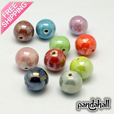 Handmade Porcelain Beads Pearlized Round Personalized DIY Handmade beads Mixed Color 8mm Hole 2mm