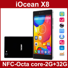 Original Iocean X8 MTK6592 Octa Core 5.7 inch phone IPS Gorilla Glass 2GB RAM 32GB ROM Android 4.2 WCDMA 13MP camera Cell NFC XZ