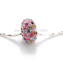Colorful 925 Sterling Silver Crystal big hole beads for women fit pandora DIY pendants bracelets & Necklaces Accessories