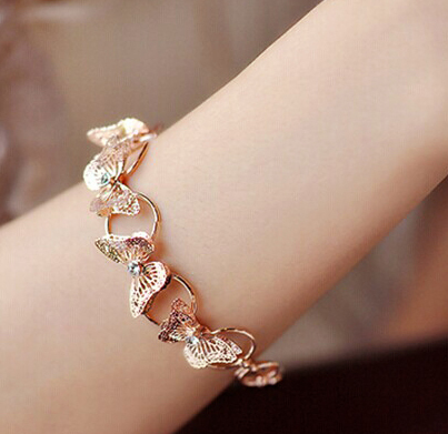 Strass butterfly gold bracelet korean high quality luxury 2014 fashion jewelry for women gifts pulseras bijoux