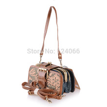 2014 new arrival women’s vintage denim handbag small fresh lace bag shoulder bag  messenger day clutch female jean bags