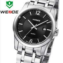 2014 nuevo lujo WEIDE acero inoxidable zafiro calendario estilo de negocios hombres relojes metros Waterproofed cuarzo suizo
