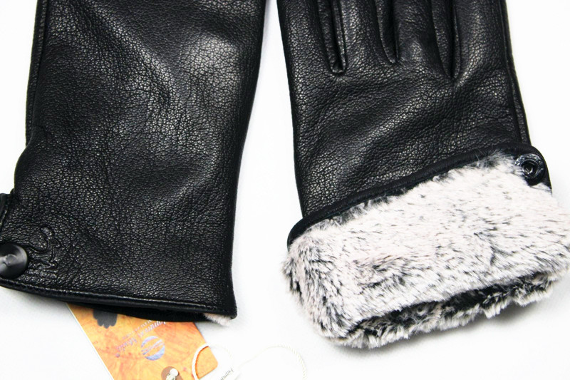 Male deerskin gloves ride sheepskin genuine leather gloves faux thermal gloves autumn and winter