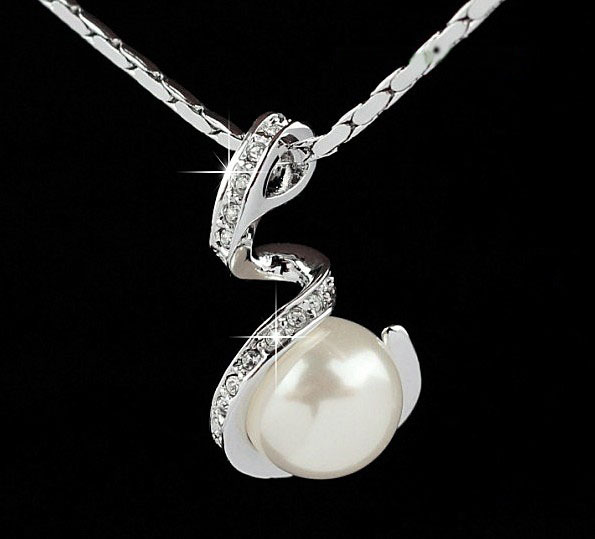 Jewelry wholesale 18k white gold plated made with Austrian crystal rhinestone fashion 2014 silver color pearl