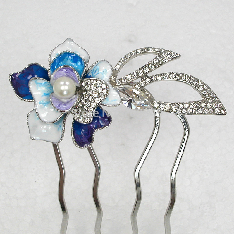 Wedding hair flower enamel