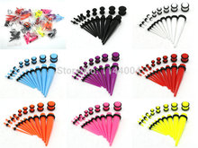 buy 3 get 4th free ear taper and plug stretching kits body piercing jewelry cheap price 9 colors for choice