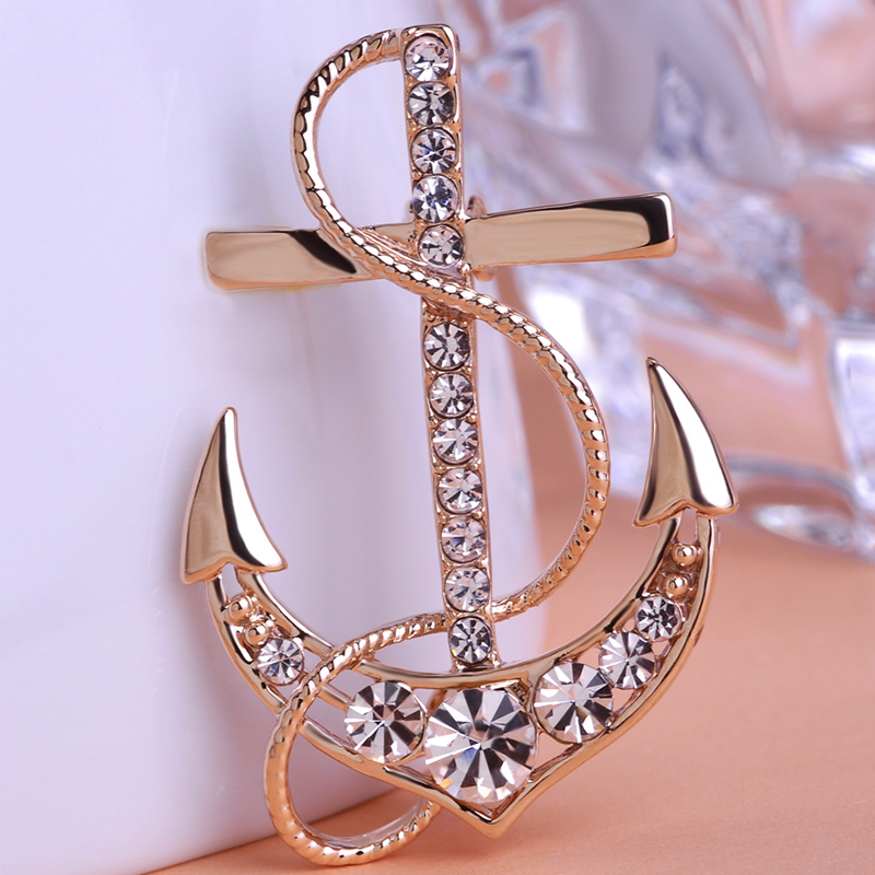 Illuminati Weddings Brooches Gold Anchor Broches Hijab Pins Pin up Broach Perfumes For Personality Women Colares