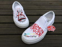 Slip On Vans Original Sneakers Bring Me the Horizon Hand Painted Canvas Shoes Vans for Men