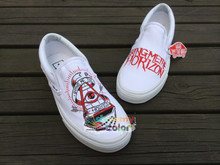 Slip On Vans Original Sneakers Bring Me the Horizon Hand Painted Canvas Shoes Vans for Men
